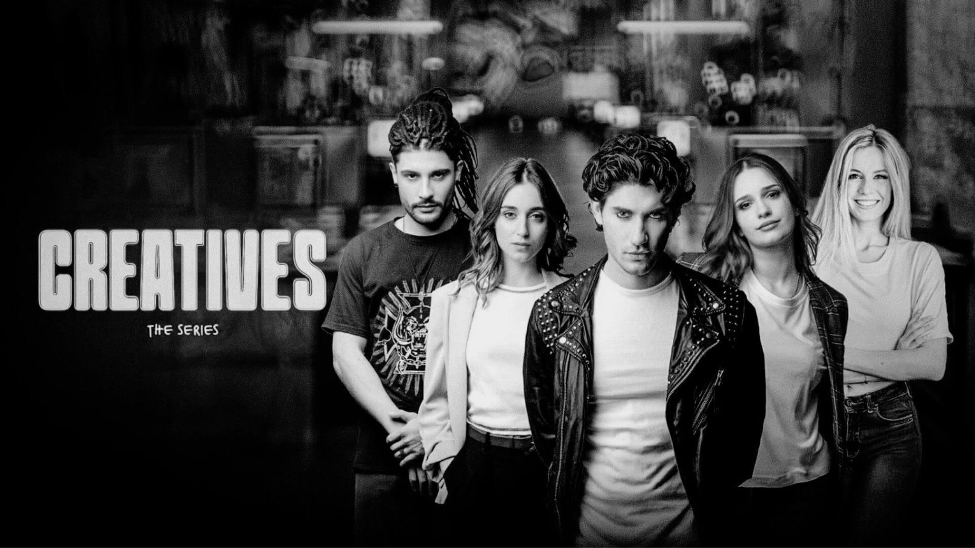 Creatives The Series — Locandina Ufficiale | Jessica Lima Locandina ufficiale in bianco e nero della serie TV Creatives con il cast dei protagonisti e il logo sulla sinistra.